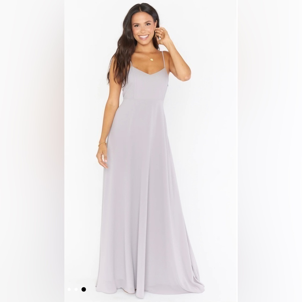 NWT SHOW Me Your Mumu Faith Dove Gray Chiffon Maxi Dress Size M